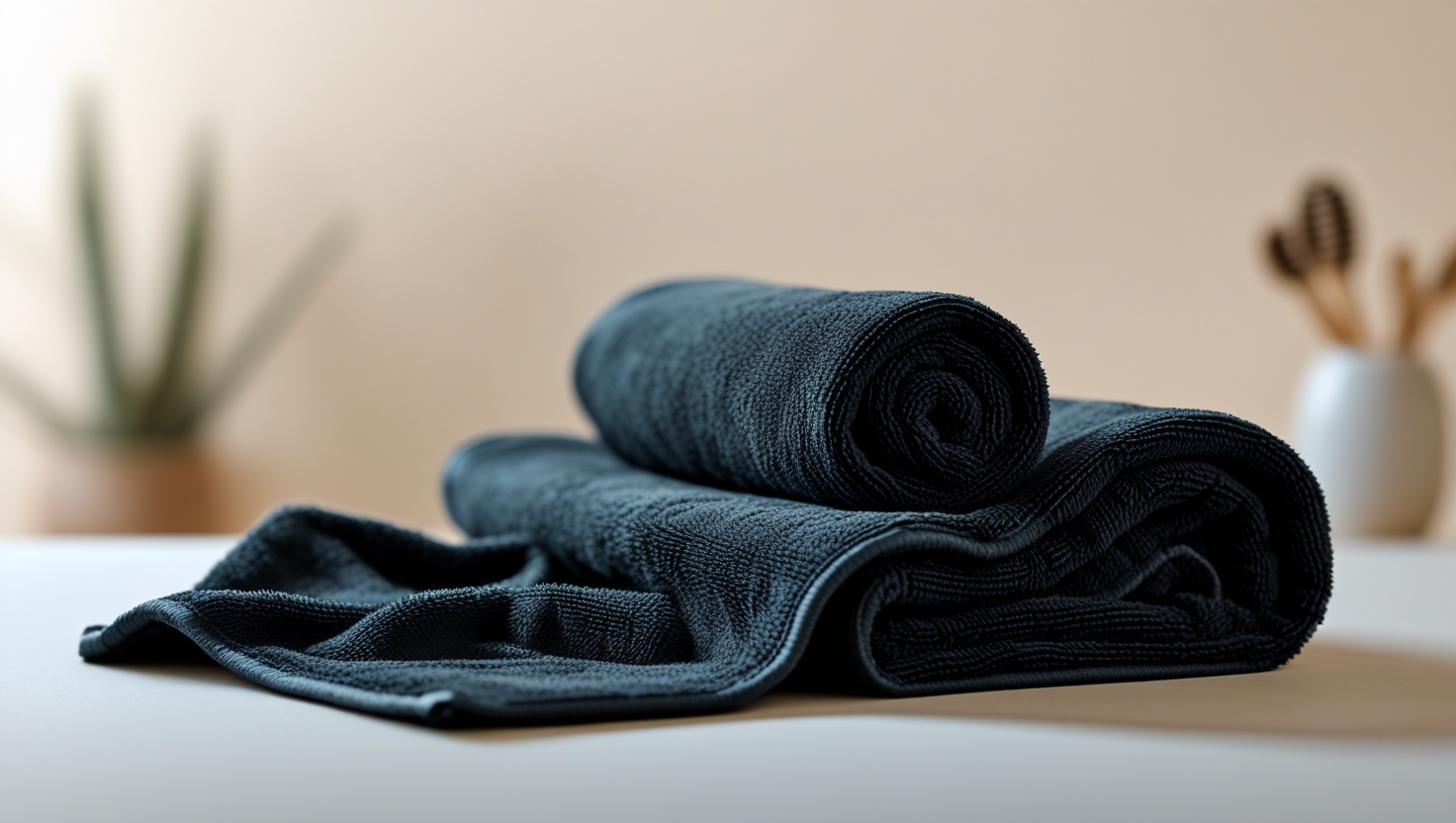 Black Microfiber Towel